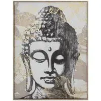 Gold Foiled Buddha Framed Canvas - Black and White