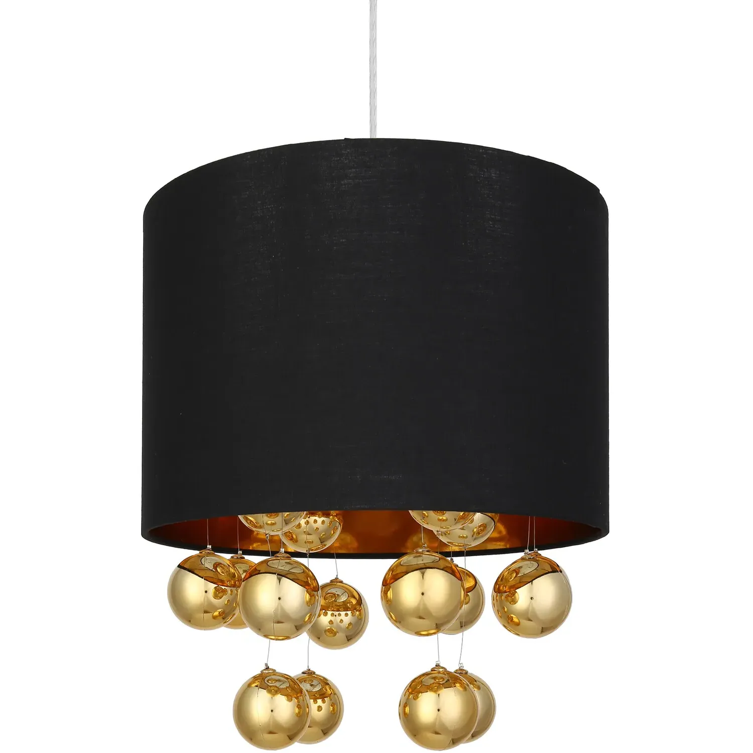 Gold Orb Round Pendant Shade with Droplets - Black