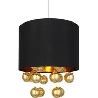 Gold Orb Round Pendant Shade with Droplets - Black