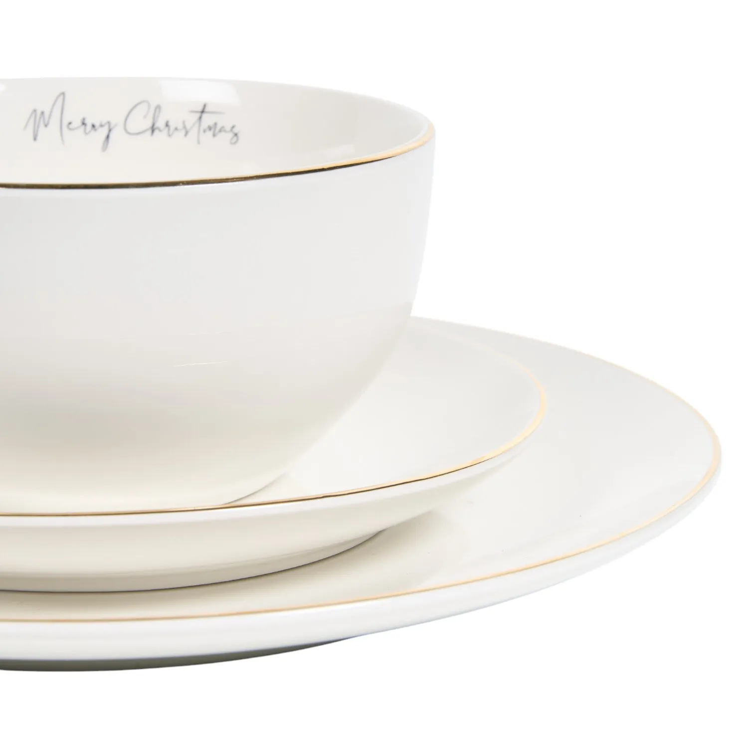 Golden Christmas Tree 12 Piece Dinner Set - White