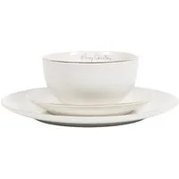 Golden Christmas Tree 12 Piece Dinner Set - White