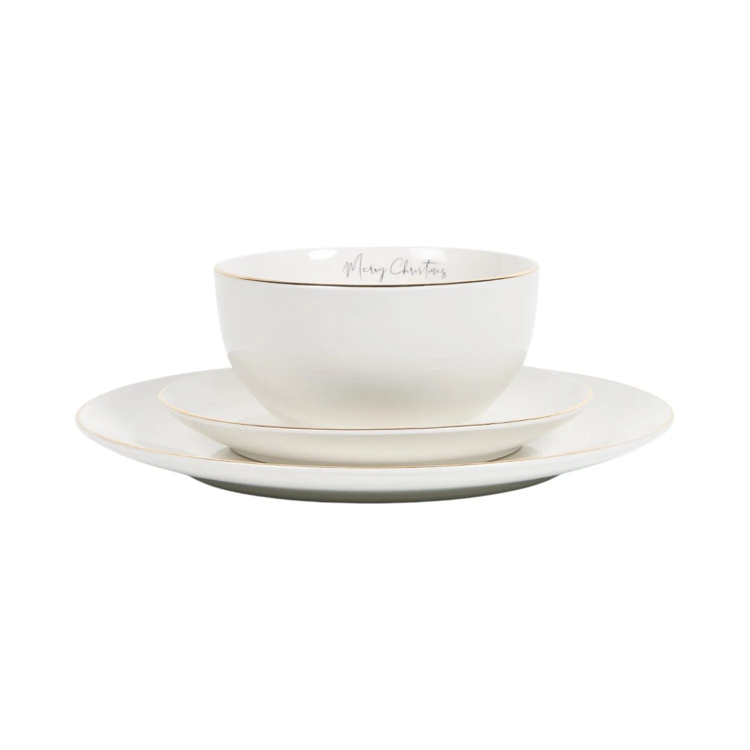 Golden Christmas Tree 12 Piece Dinner Set - White