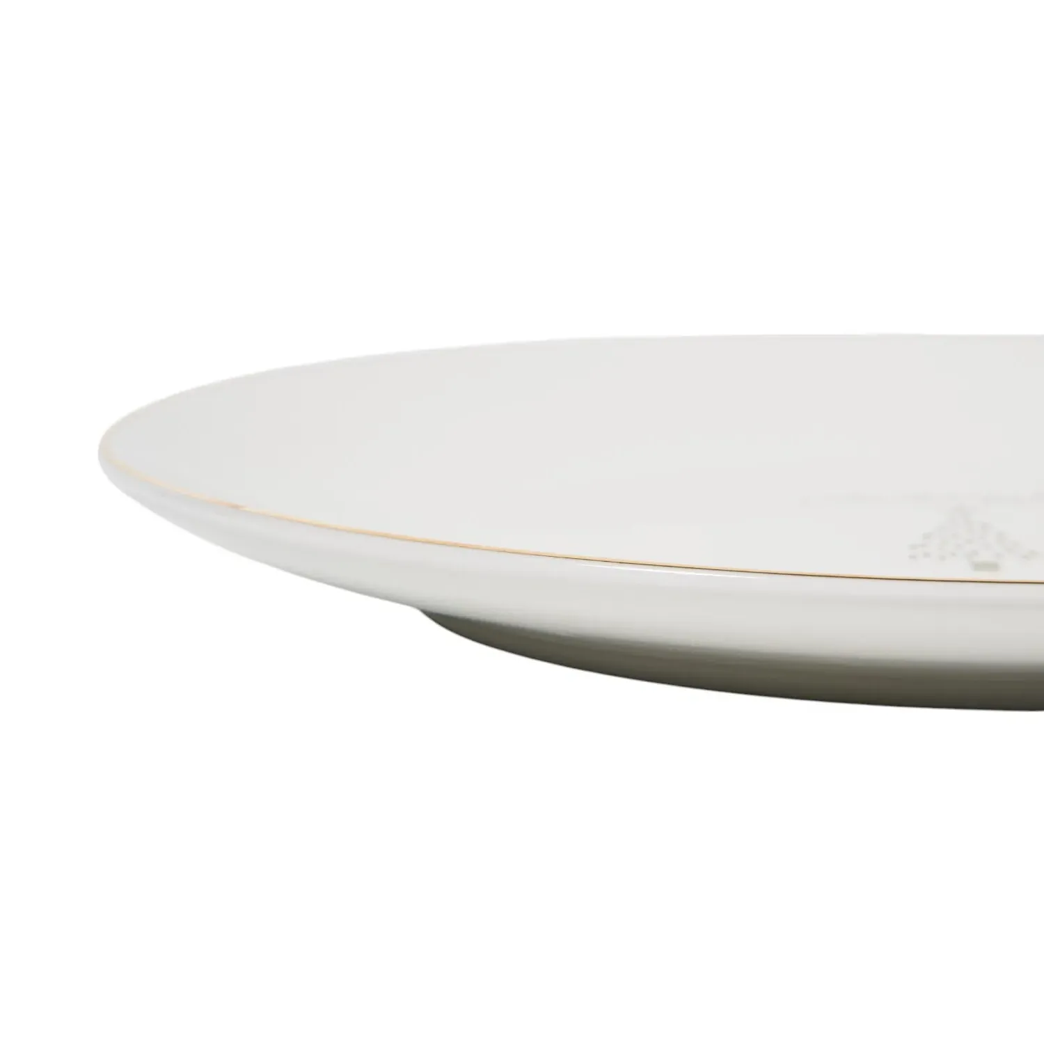 Golden Christmas Tree Dinner Plate - White, Gold