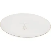 Golden Christmas Tree Dinner Plate - White, Gold