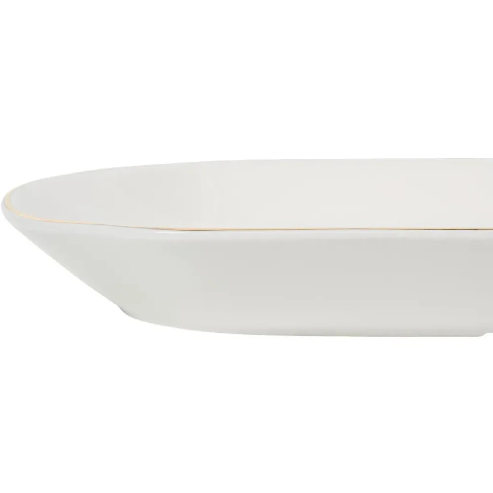 Golden Christmas Tree Oval Platter - White, Gold