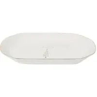 Golden Christmas Tree Oval Platter - White, Gold