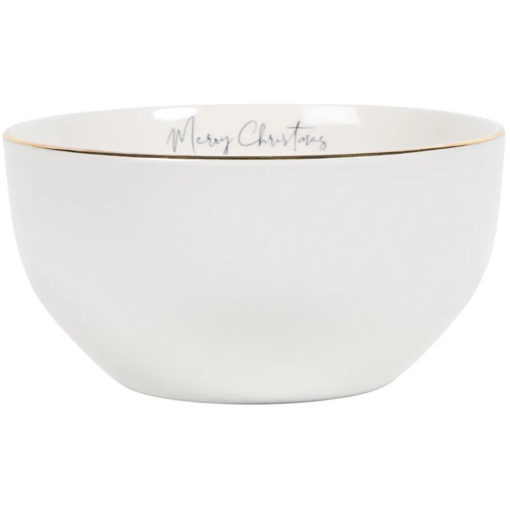 Golden Christmas Tree Rice Bowl - White, Gold