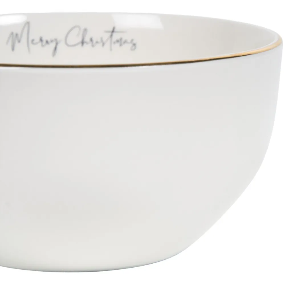 Golden Christmas Tree Rice Bowl - White, Gold