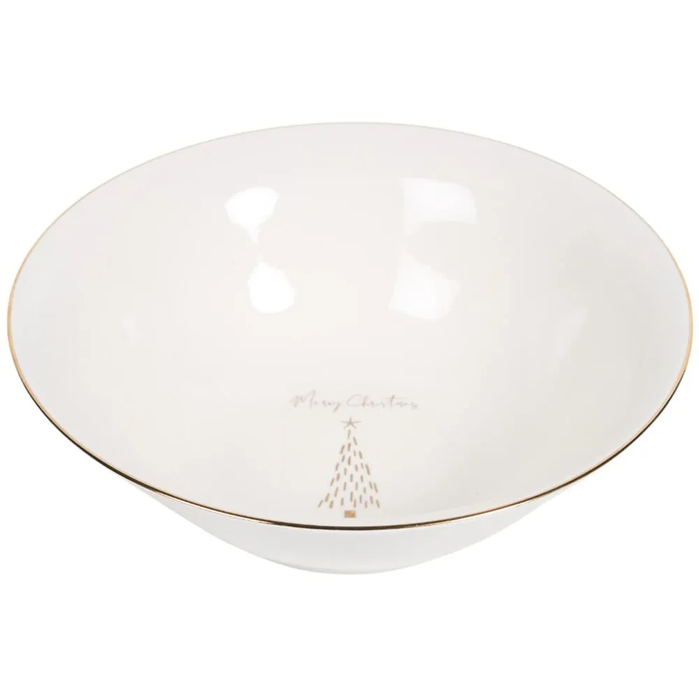 Golden Christmas Tree Serving Bowl - White, Gold