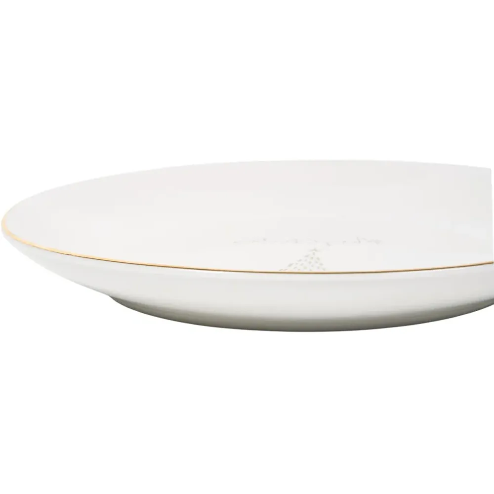Golden Christmas Tree Side Plate - White