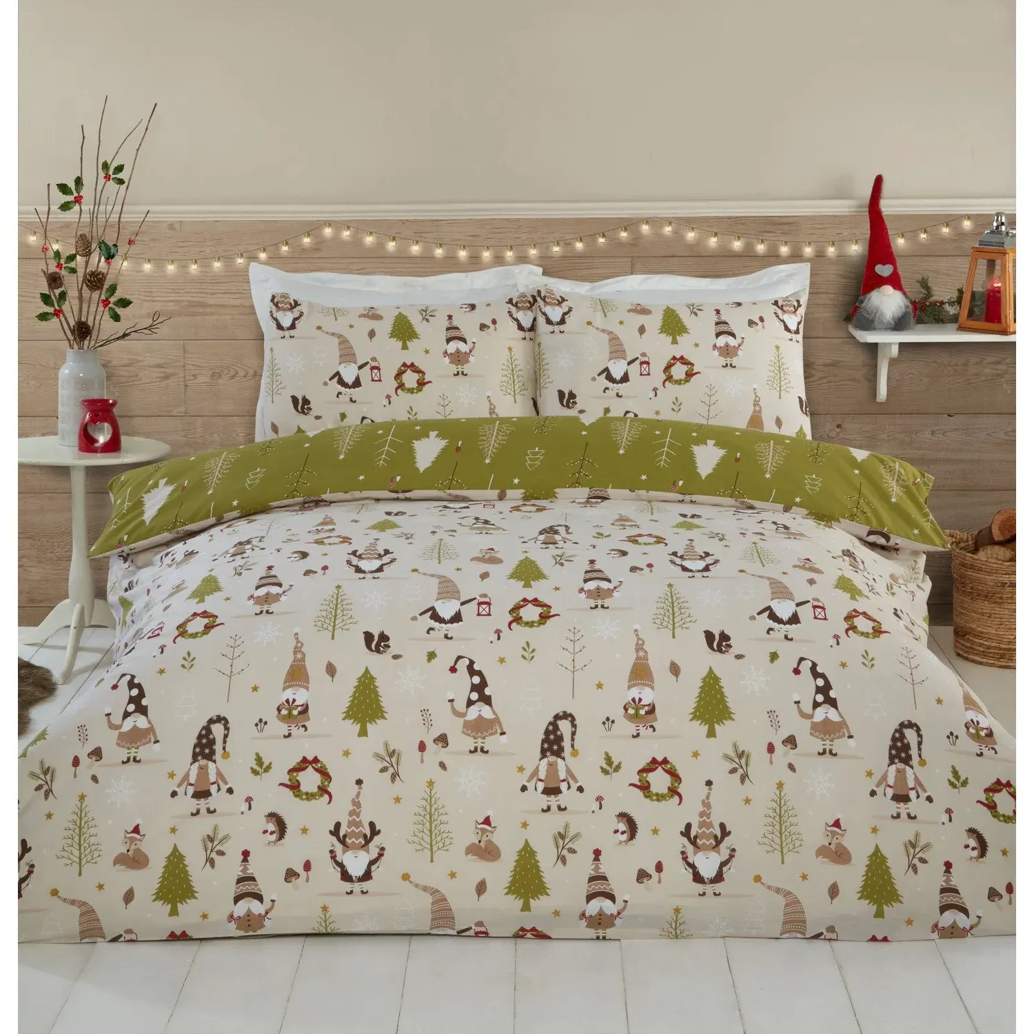 Gonks Double Duvet Cover and Pillowcase Set - Natural image