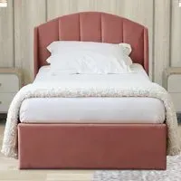 Grace Single Ottoman Bed with Storage - Pink, Velvet