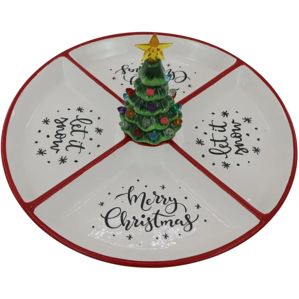 Grazing Dish with LED Tree - White, Red