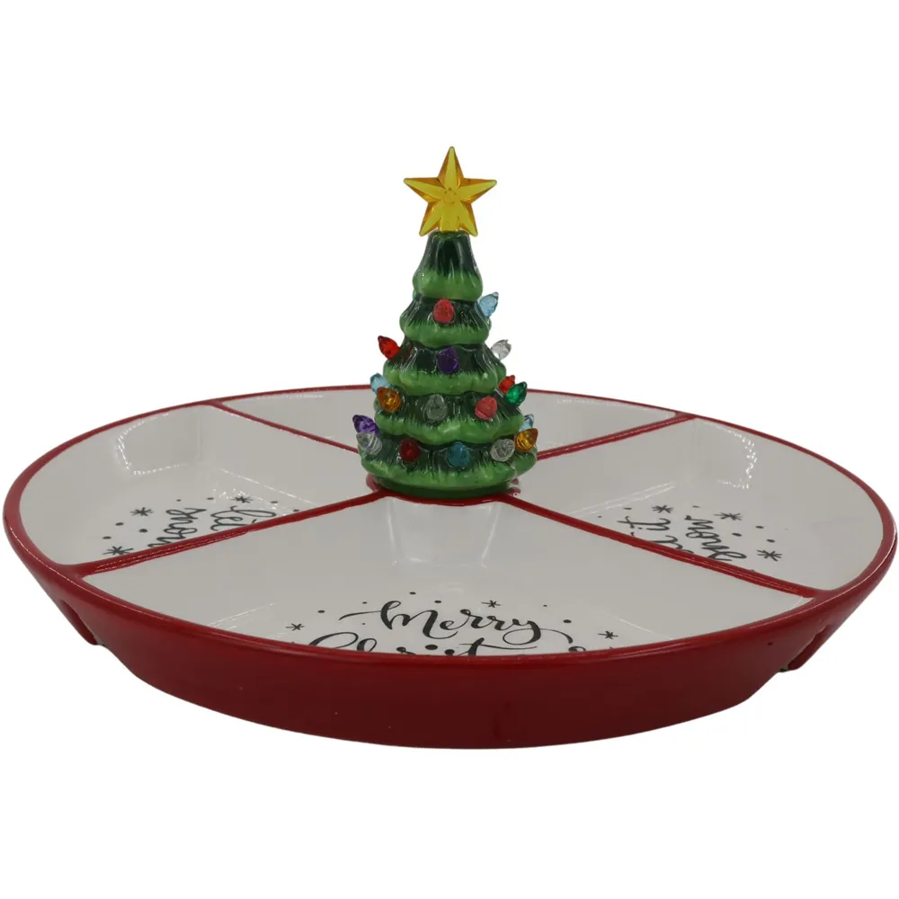 Grazing Dish with LED Tree - White, Red