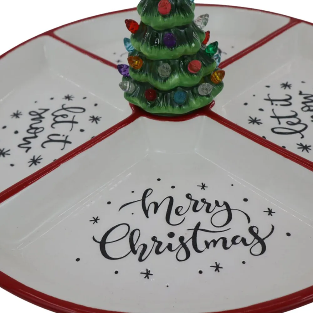 Grazing Dish with LED Tree - White, Red