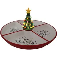 Grazing Dish with LED Tree - White, Red