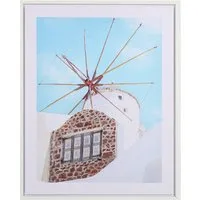 Greek Island Scene Framed Canvas - Blue