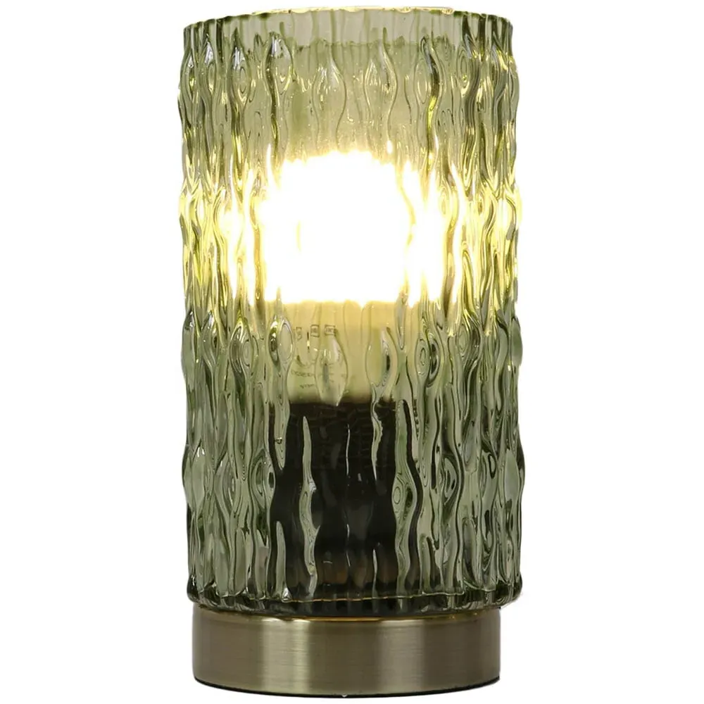 Green Leaf Textured Table Lamp - Green, Glass