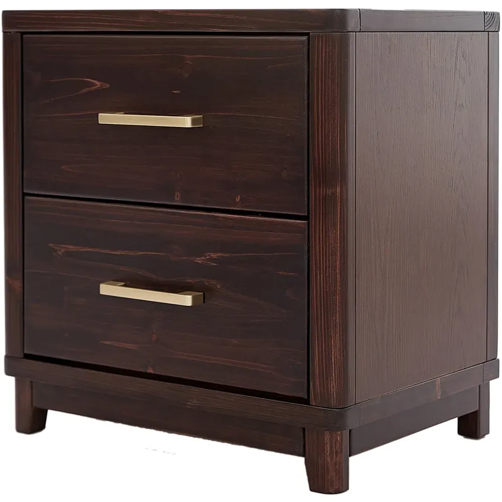 Grotti 2 Drawer Bedside Table - Brown, Pine