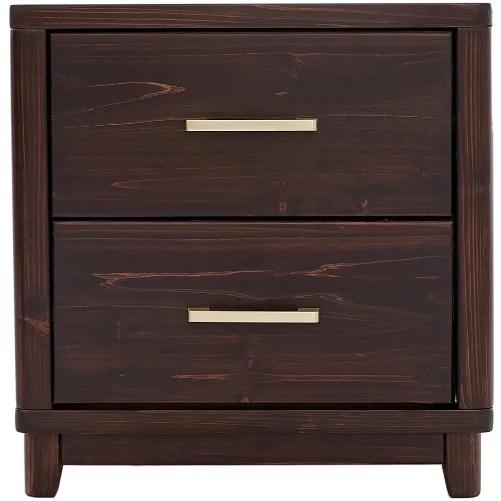Grotti 2 Drawer Bedside Table - Brown, Pine