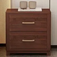 Grotti 2 Drawer Bedside Table - Brown, Pine