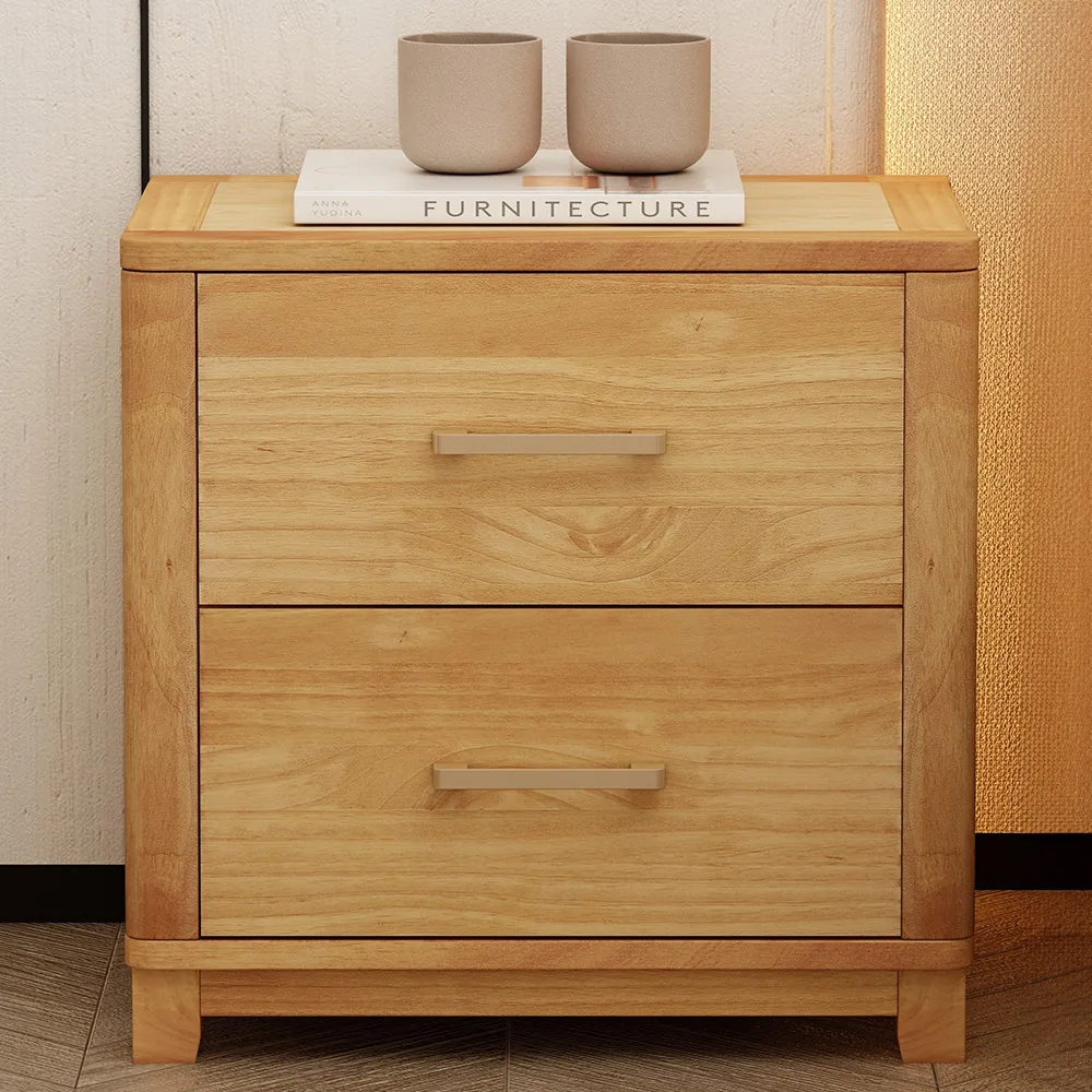 Grotti 2 Drawer Bedside Table - Brown, Pine