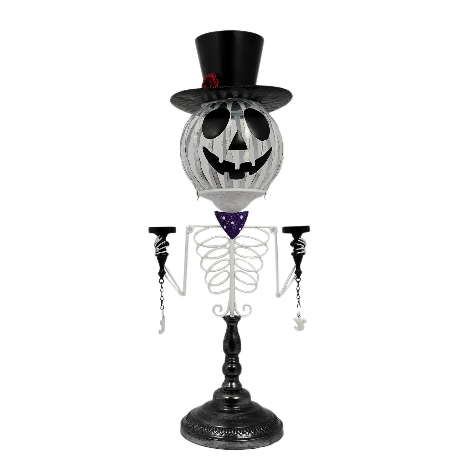 Halloween Pumpkin Candle Holder - Black