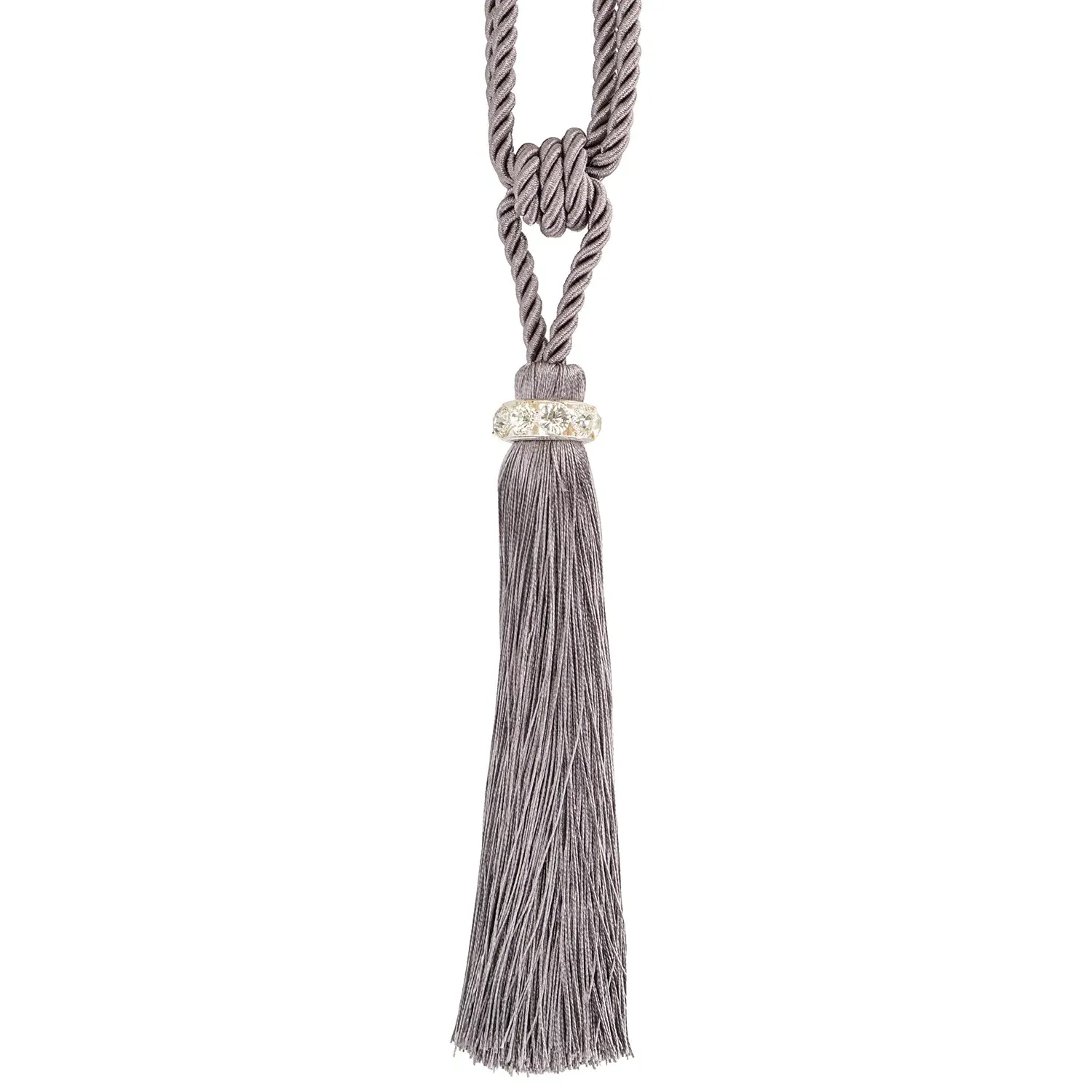 Halo Slimline Tassel Tieback - Grey