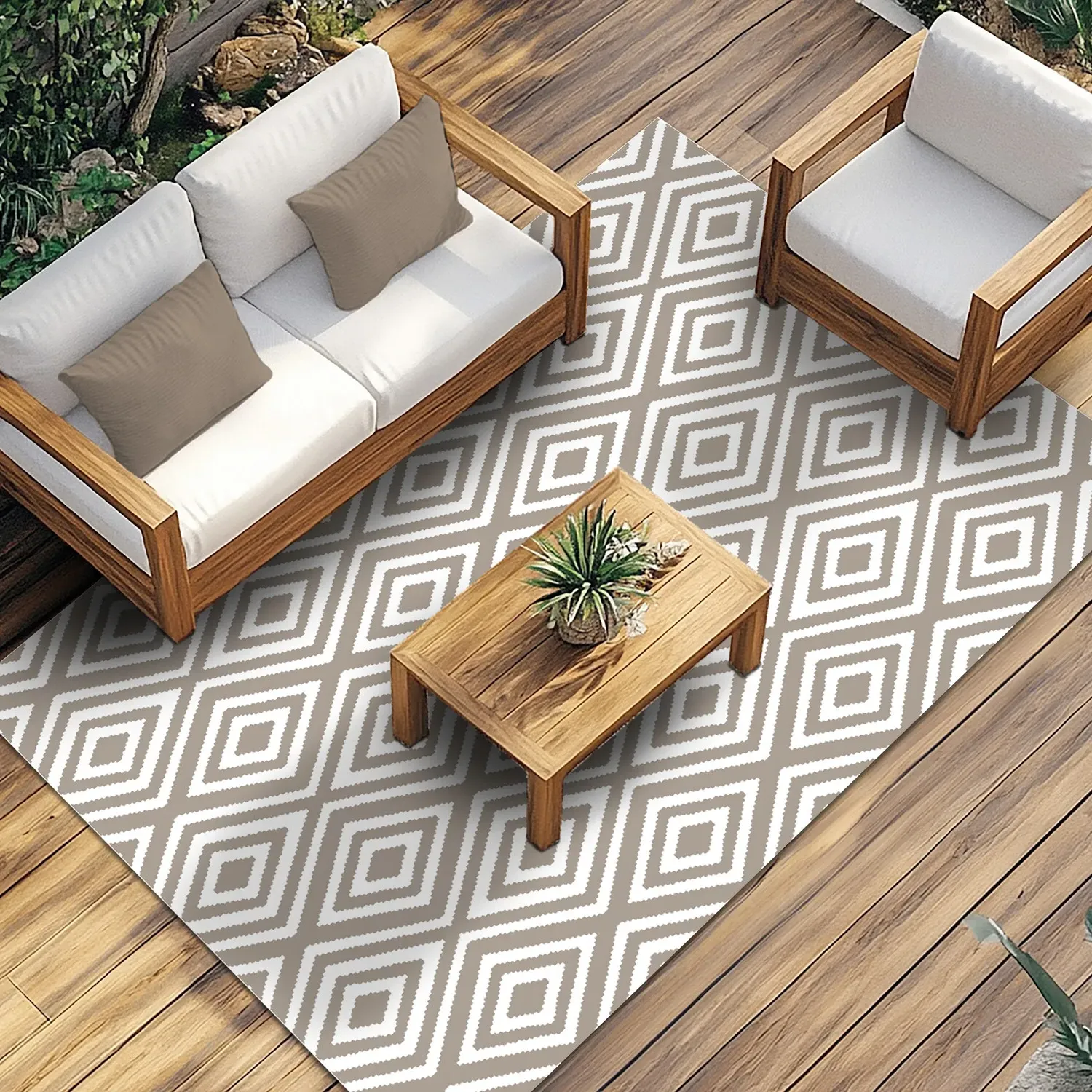 Hamilton Geo Outdoor Rug - Taupe