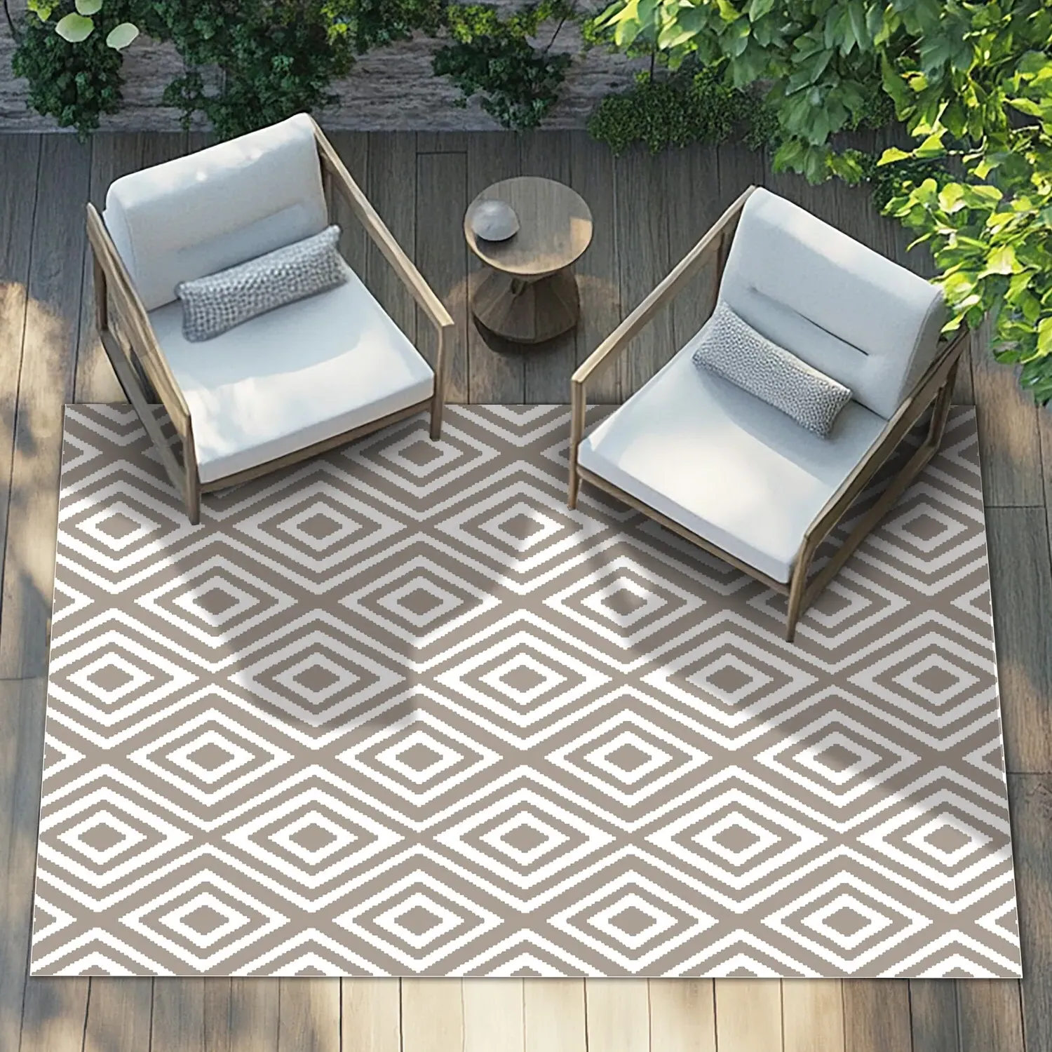 Hamilton Geo Outdoor Rug - Taupe