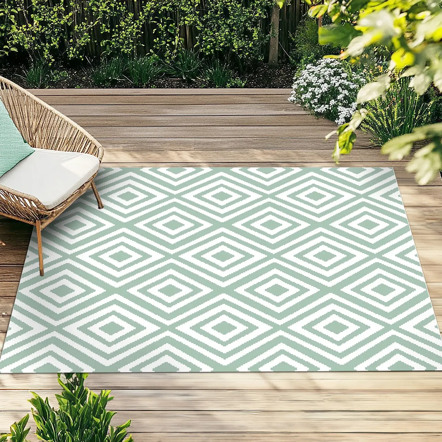 Hamilton Geo Reversible Outdoor Rug - Sage
