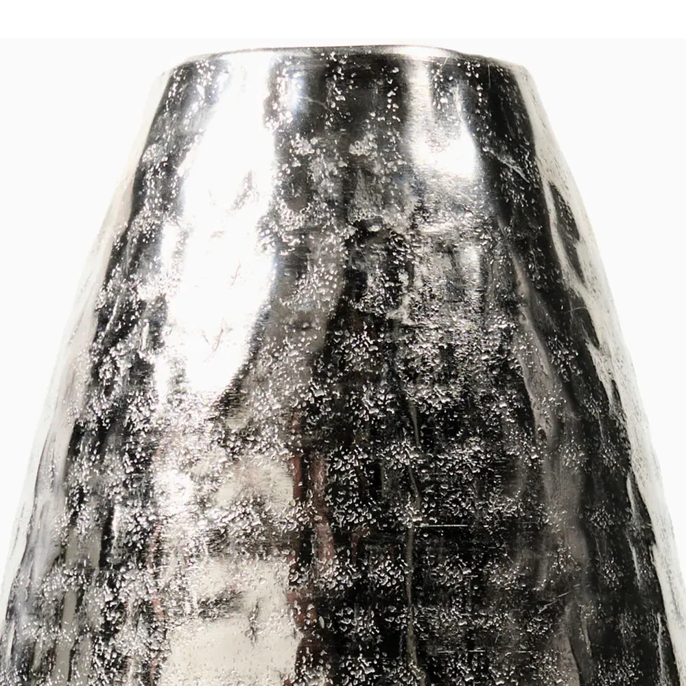Hammered Metal Vase - Silver
