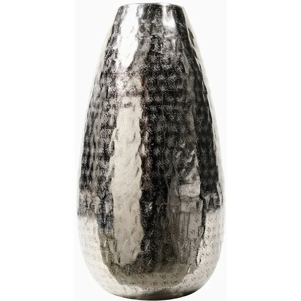 Hammered Metal Vase - Silver