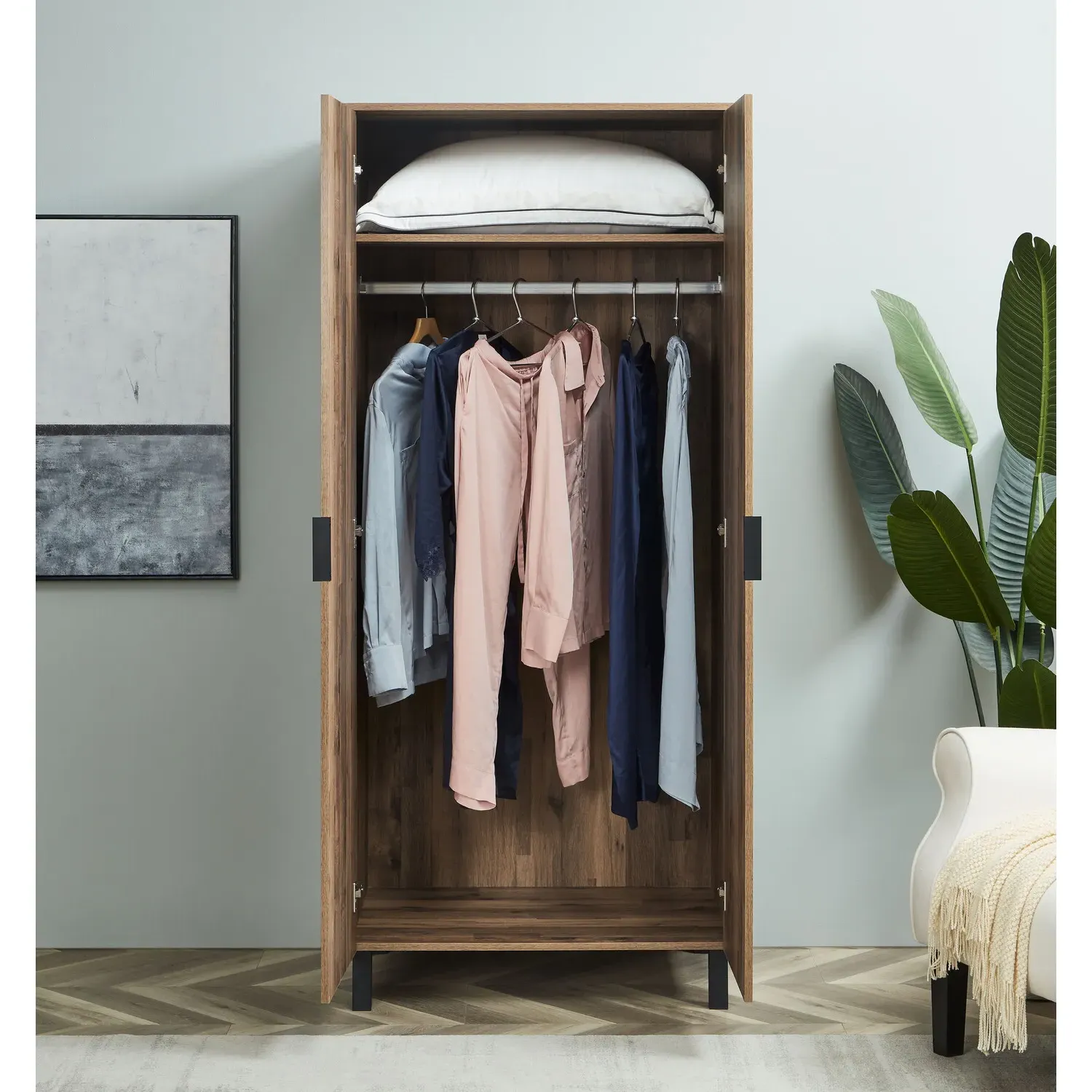 Hampshire 2 Door Double Wardrobe - Brown, Oak