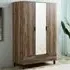 Hampshire 3 Door 2 Drawer Mirror Wardrobe - Brown, Oak