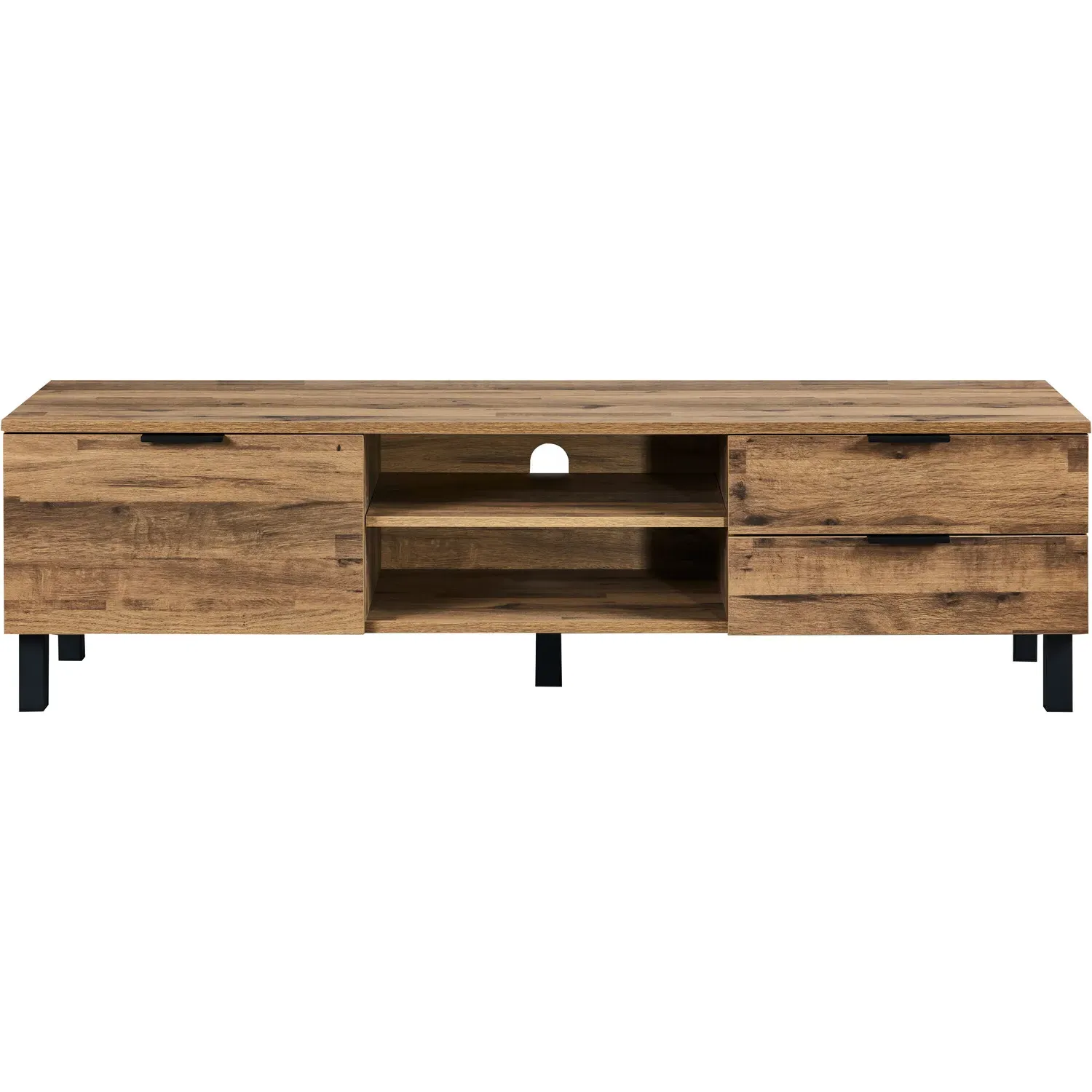 Hampshire Single Door 2 Drawer 2 Shelf Large TV Unit - Brown, Oak