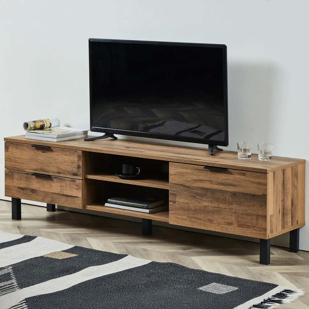 Hampshire Single Door 2 Drawer 2 Shelf Large TV Unit - Brown, Oak