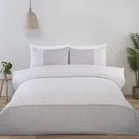 Hampton King Duvet Set with Stripe Pattern - Natural, Linen
