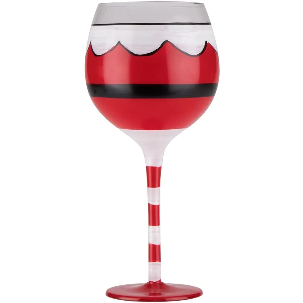 Hand Painted Festive Wine Glass - Christmas Design image