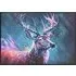 Hand Painted Midnight Stag Framed Canvas - Blue