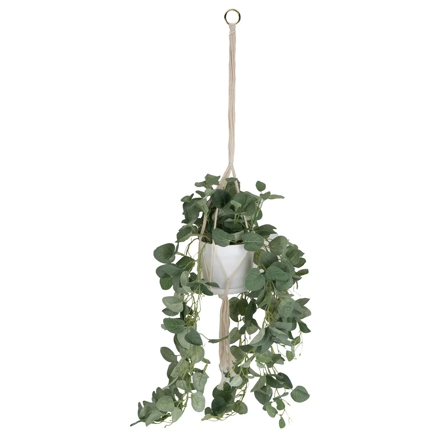 Hanging Faux Eucalyptus Plant in Pot - White