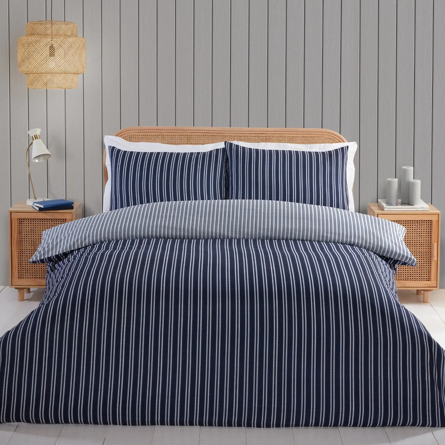 Harbour Double Stripe Duvet Set - Navy image