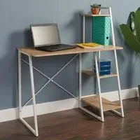 Harlow Shelved Desk - Brown, Oak