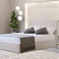 Harper Double Ottoman Bed with Storage - Cream, Fabric