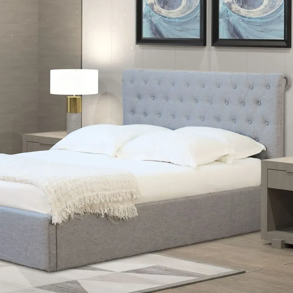 Harper Double Ottoman Bed with Storage - Grey, Fabric
