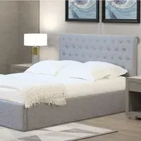 Harper King Size Ottoman Bed with Storage - Grey, Fabric