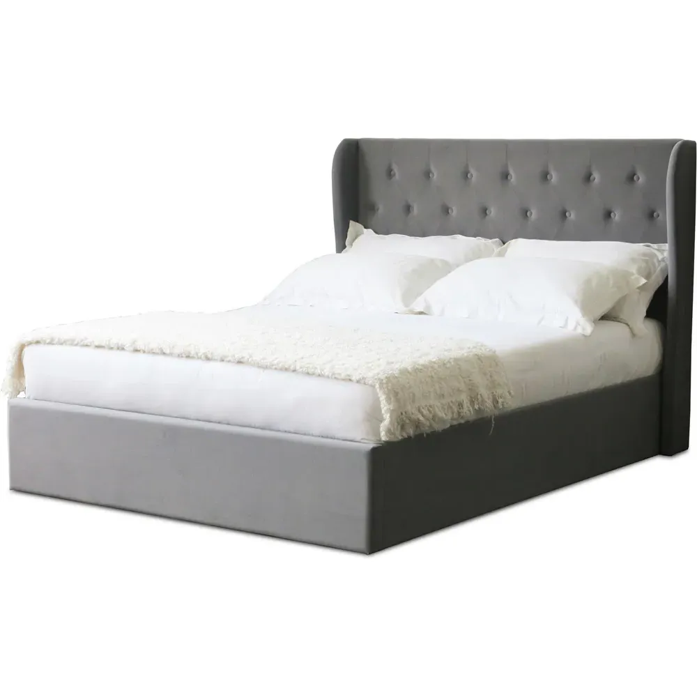 Harriet King Size Bed with Storage - Grey
