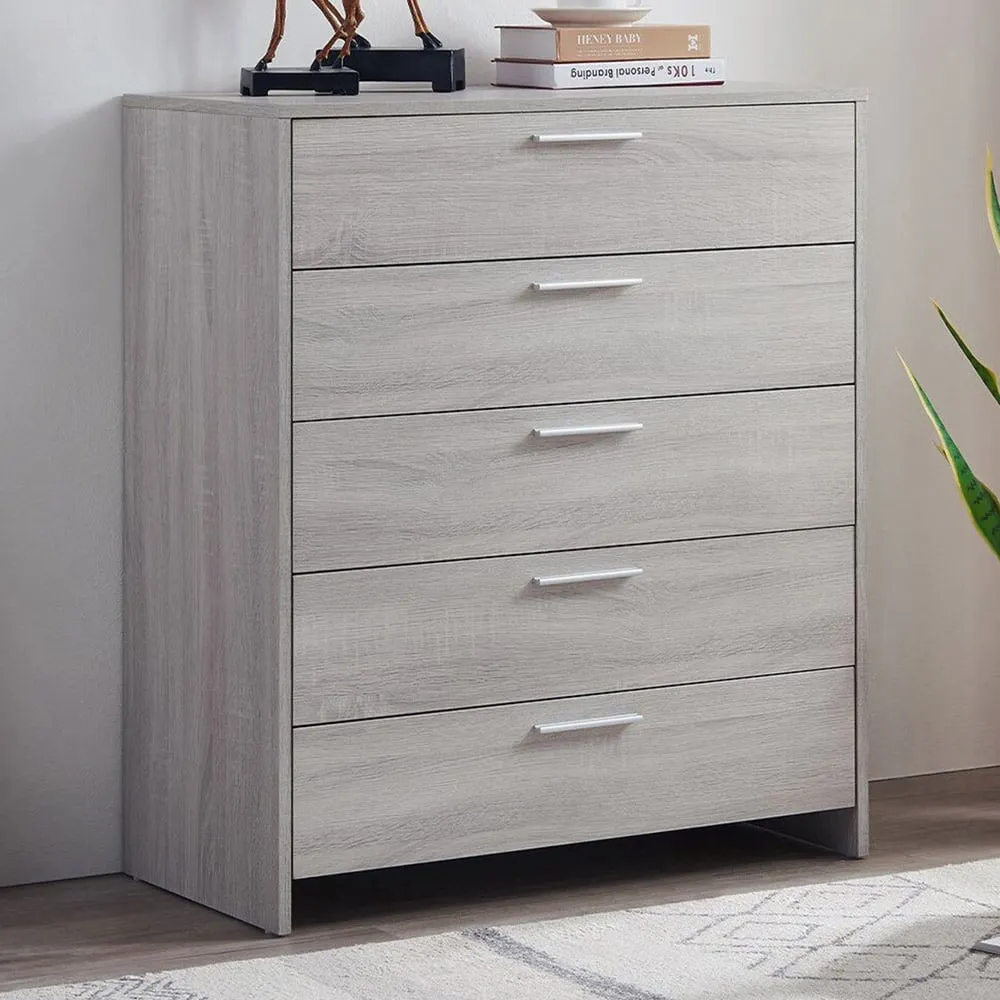 Hartley 5 Drawer Chest of Drawers - Light Grey image