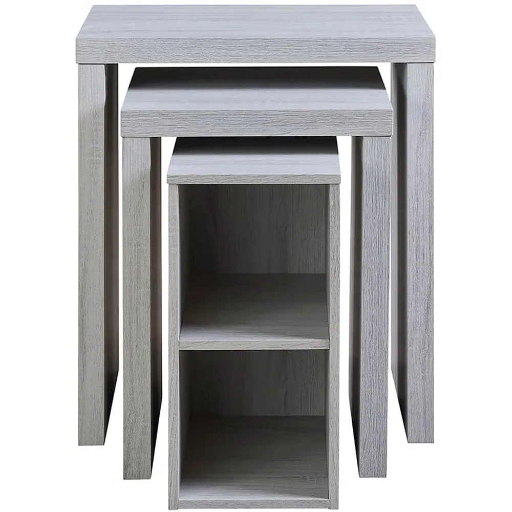 Hartley Nest of Tables with Storage - Light Grey