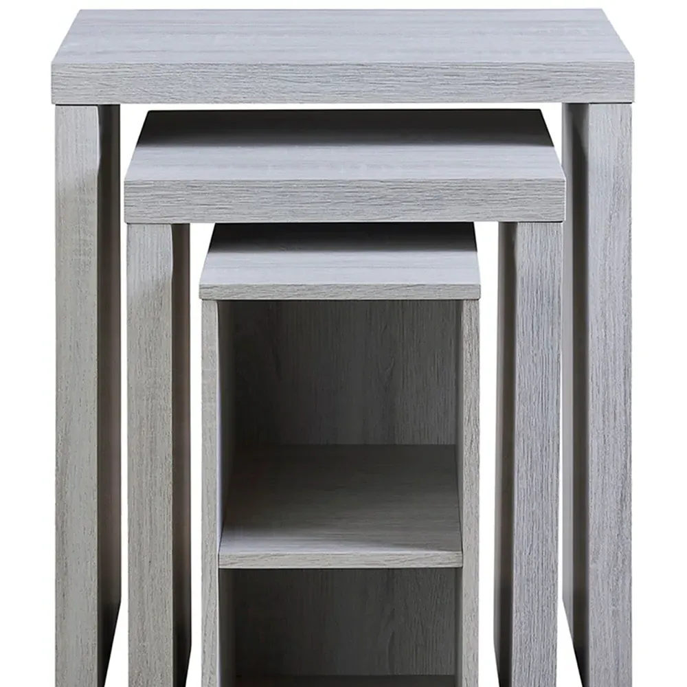 Hartley Nest of Tables with Storage - Light Grey